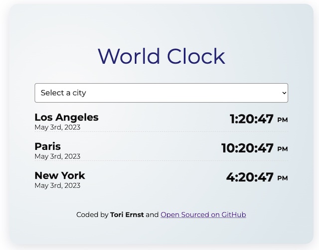 image of world clock application